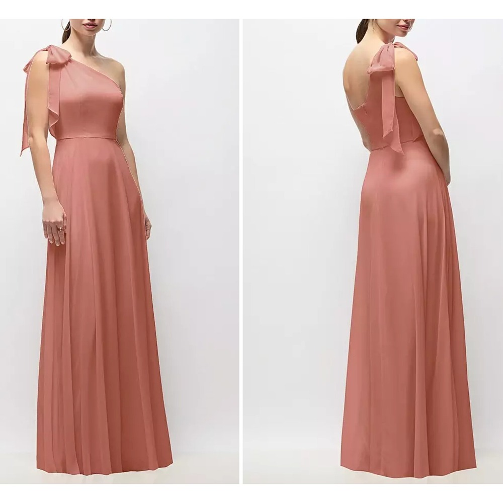 NWT After Six‎ Desert Rose One Shoulder Draped Chiffon Formal Dress 18R